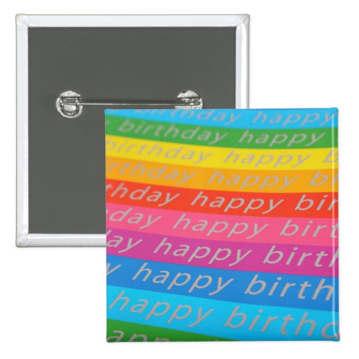 Happy Birthday Rainbow Colored Birthday Card Pins