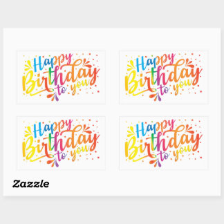 Happy Birthday - rainbow colors Birthday Rectangul Rectangular Sticker