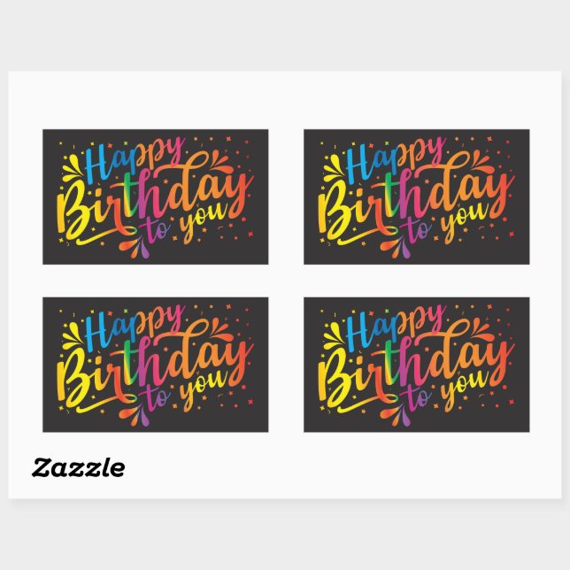 Happy Birthday - rainbow colors Birthday Rectangular Sticker (Sheet)