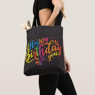 Happy Birthday - rainbow colors Birthday Tote Bag