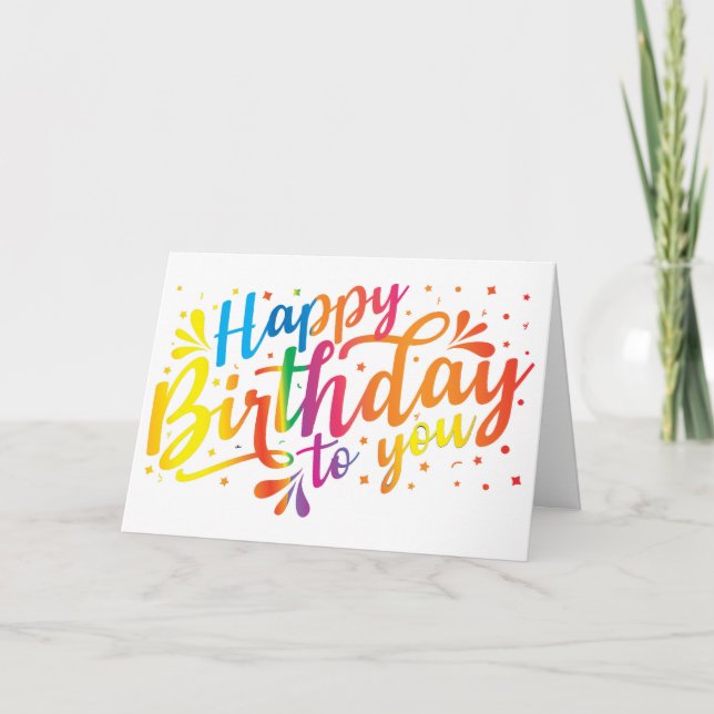Happy Birthday rainbow colors Card (Front)
