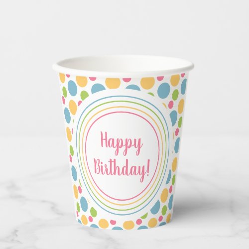 Happy Birthday Rainbow Colors Party Paper Cups