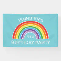 Soft Prismatic Pastel Gradient Happy Birthday Banner