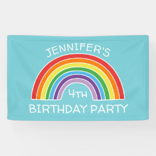 Happy Birthday Rainbow Girls Party Personalized Banner