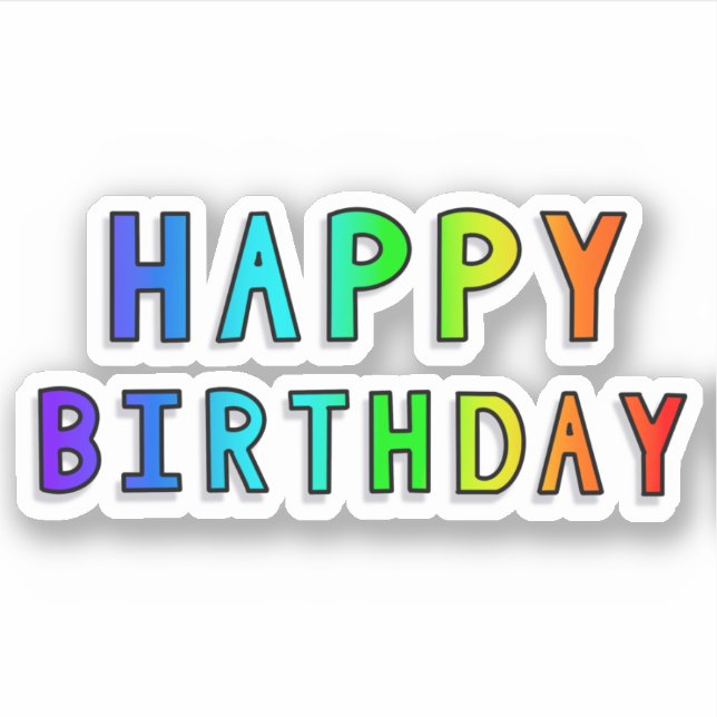 Happy Birthday Rainbow Gradient Sticker (Front)