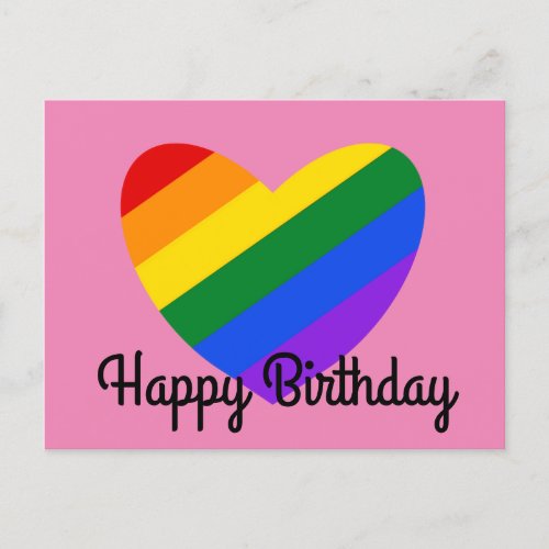 Happy Birthday Rainbow Heart 1 Postcard