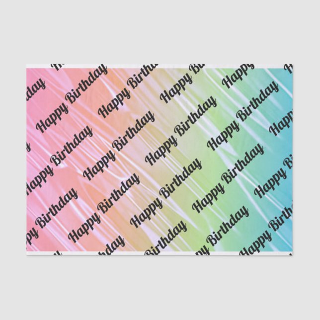 Happy Birthday Rainbow Hologram Tissue Paper (Front)