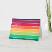 Happy Birthday | Rainbow Modern Stripe LGBT Fun Card | Zazzle