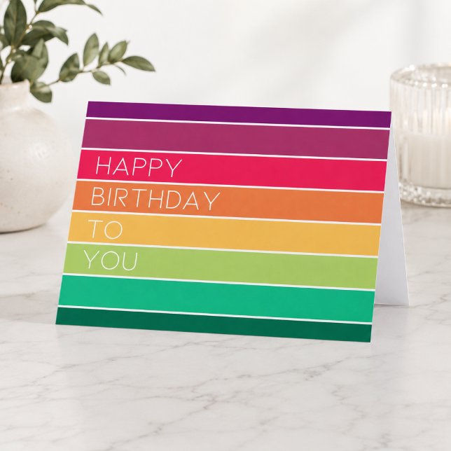 Happy Birthday | Rainbow Modern Stripe LGBT Fun Card (Creator Uploaded)