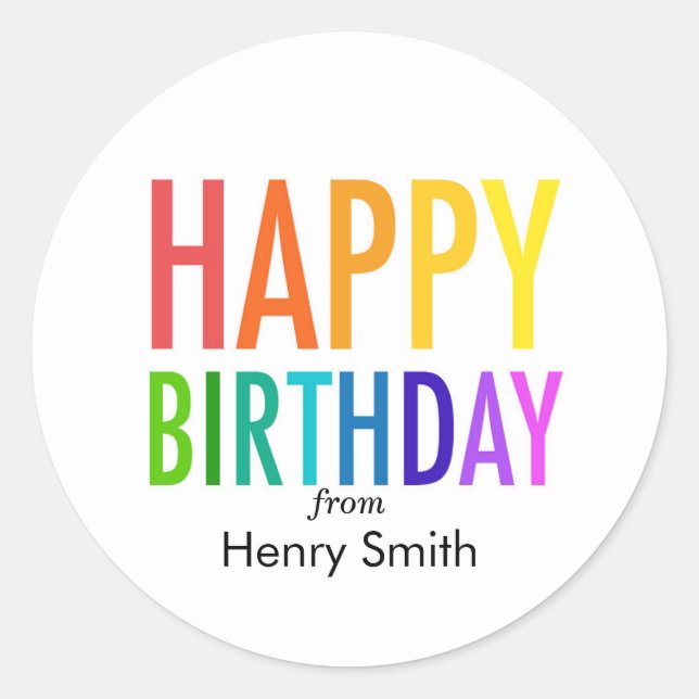Happy Birthday Rainbow Order Customizable Stickers (Front)