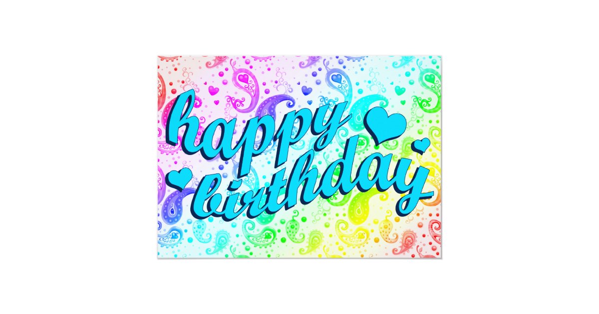 happy birthday : rainbow paisley card | Zazzle