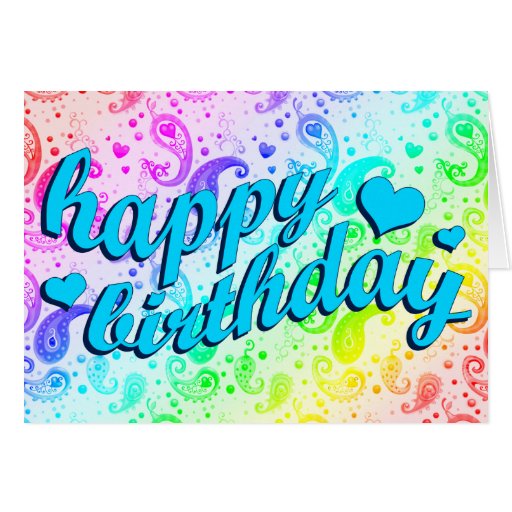 happy birthday : rainbow paisley : greeting card | Zazzle