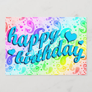 happy birthday : rainbow paisley invitation