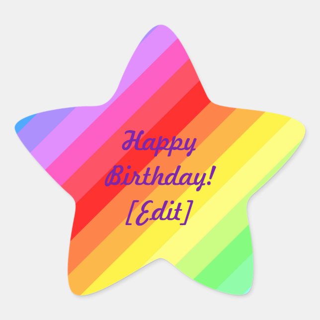 Happy Birthday - Rainbow Star Stickers (Front)