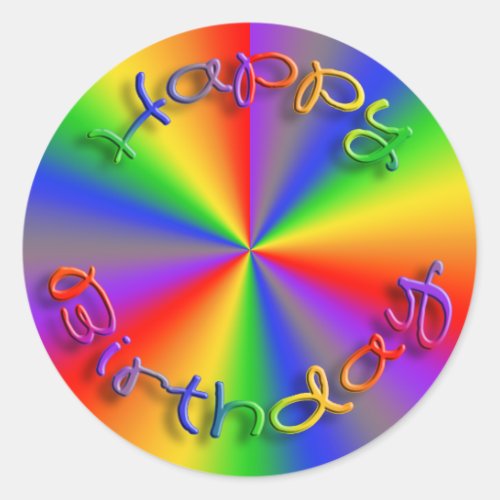 Happy Birthday Rainbow Stickers Template