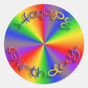 Happy Birthday Rainbow Stickers Template