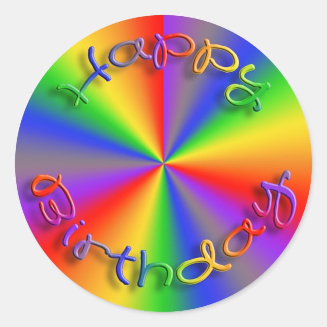 Happy Birthday Rainbow Stickers Template (Front)
