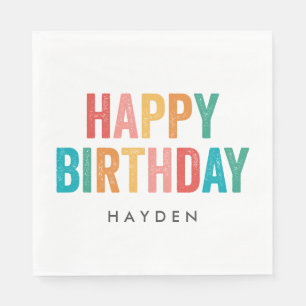 Happy Birthday Rainbow Type Napkins