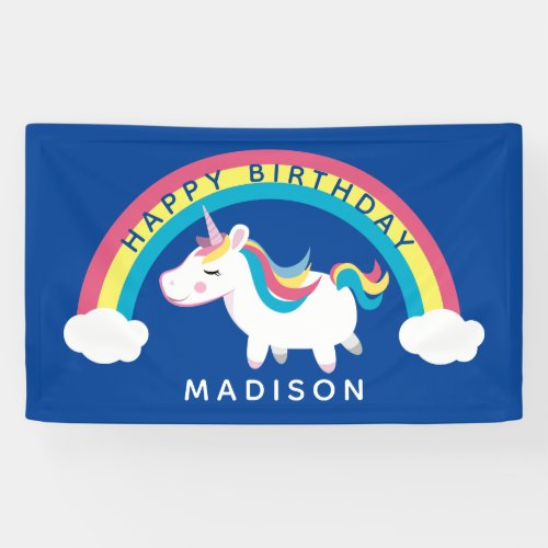 Happy Birthday  Rainbow Unicorn  Add Their Name Banner