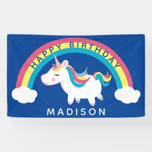 Happy Birthday  Rainbow Unicorn  Add Their Name Banner