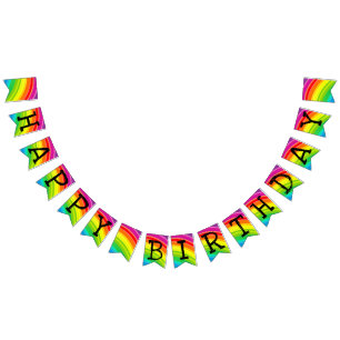 Happy Birthday Rainbow Unicorn Multicolor Banner