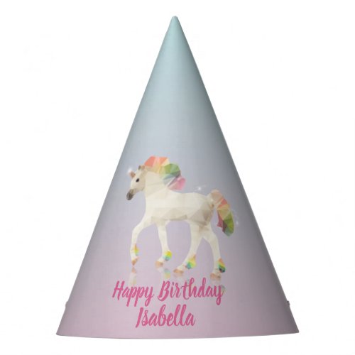 Happy Birthday Rainbow Unicorn Name _ Party Hat