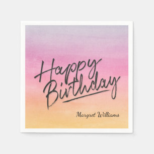 Happy Birthday rainbow watercolors Paper Napkins