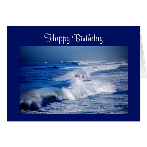 Happy Birthday Rainbows Over Ocean Waves Greeting Card