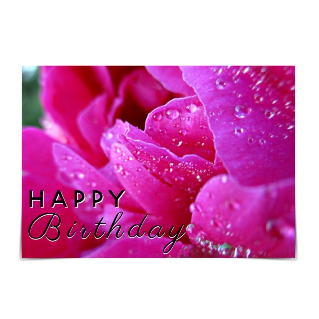 "Happy Birthday" Raindrop Pink Peony Card (Creator Uploaded)