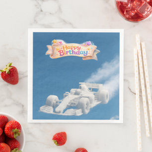Happy birthday, raising car cloud standard dinner  paper dinner napkins