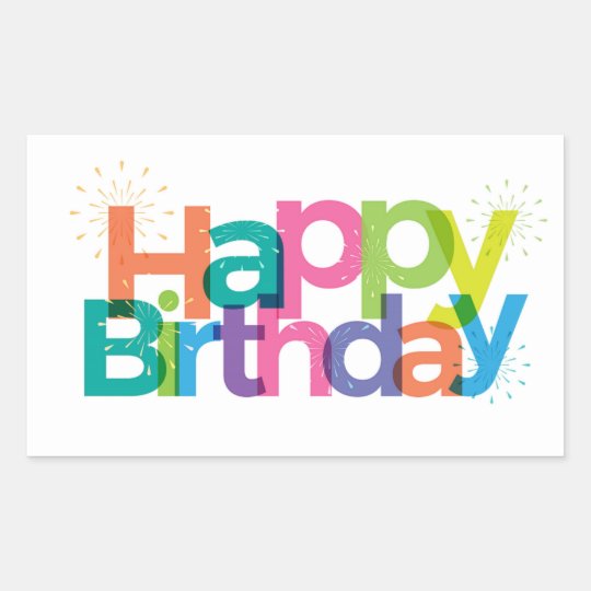 Happy Birthday Rectangular Sticker | Zazzle.com