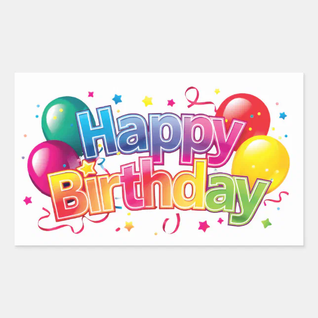 Birthday Sticker Rectangular Happy Birthday Rectangular Sticker | Zazzle
