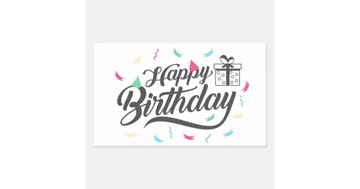 Rectangle Bday Card Happy Birthday Rectangular Sticker | Zazzle