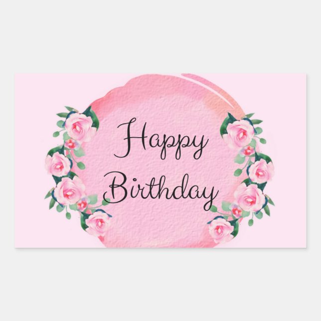 Happy Birthday Rectangular Sticker (Front)