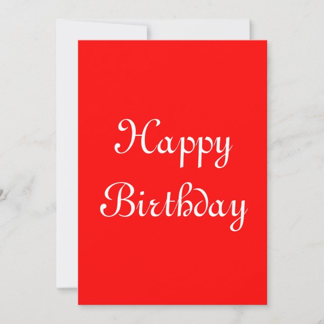 Happy Birthday. Red and White. Custom Card (Front)
