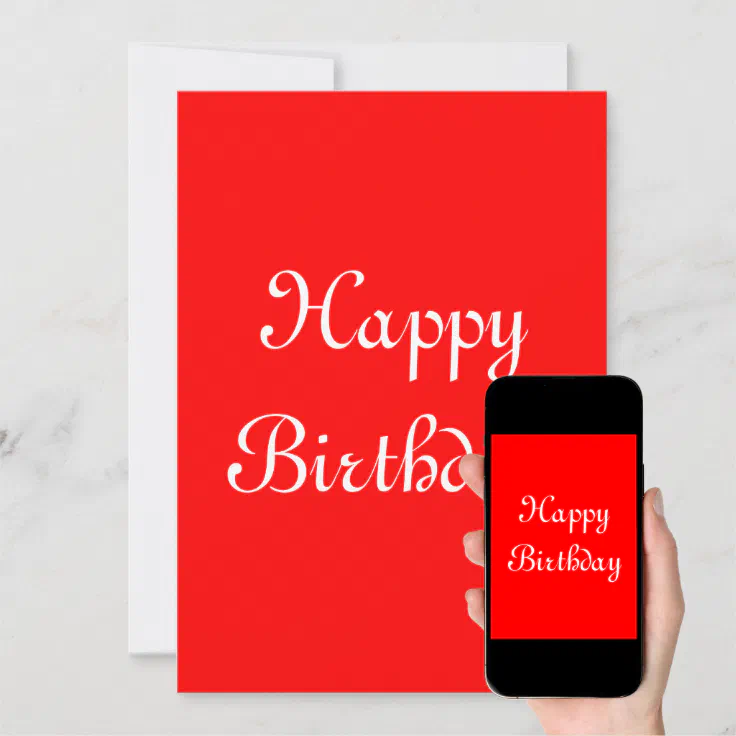 Happy Birthday. Red and White. Custom Card | Zazzle