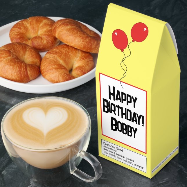 Happy Birthday Red Balloons Roasted Coffee Gift (Breakfast)