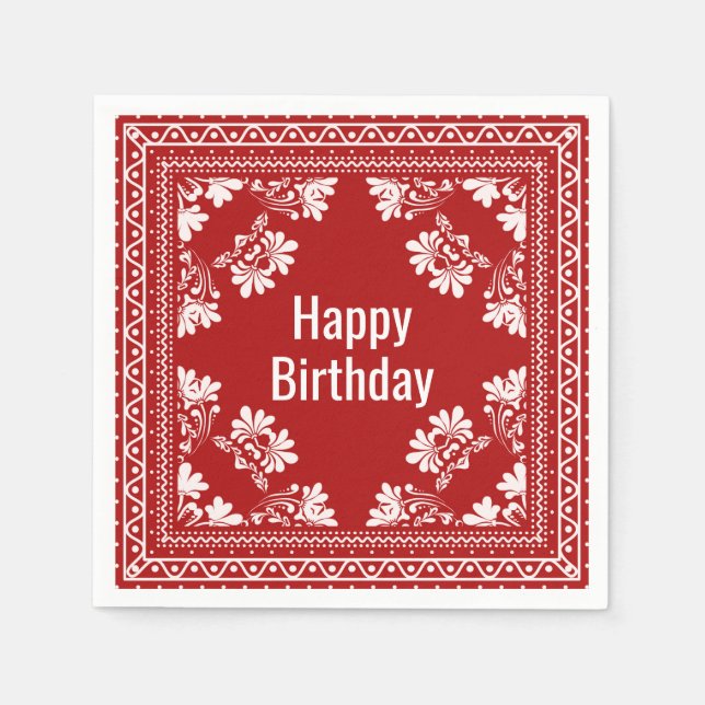 Happy Birthday Red Bandana  Napkins (Front)