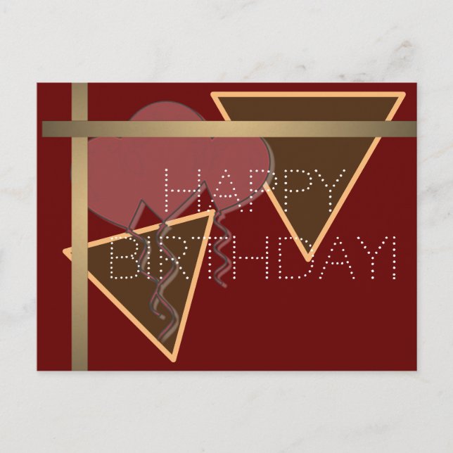 Happy Birthday red brown gold Postcard (Front)