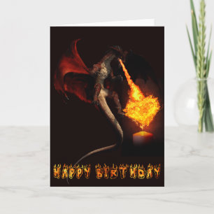Happy Birthday Red Dragon Lover Fire Heart Card