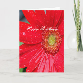 Happy Birthday Red Flower Card