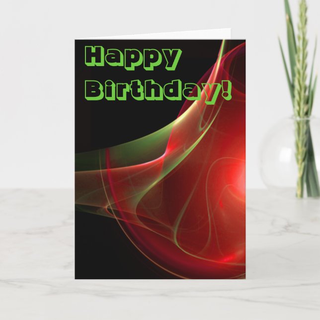 Happy Birthday  Red Green Abstract Blank Template (Front)