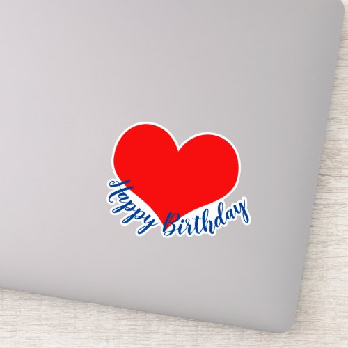 Happy Birthday Red Heart Cute Colorful Modern Sticker