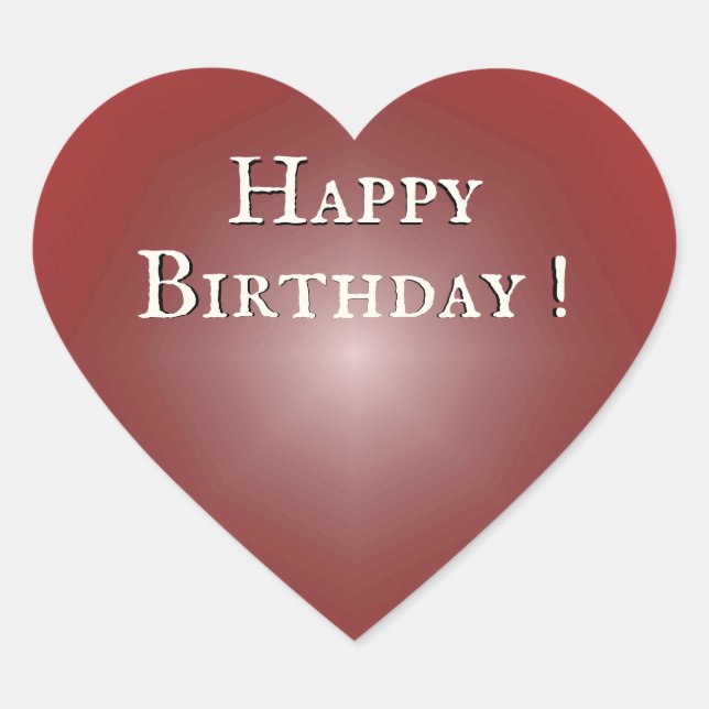 Happy Birthday Red Heart Glow  Heart Sticker (Front)