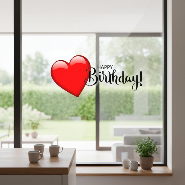 Happy Birthday Red Heart Window Cling (Happy Birthday Red Heart Window Cling)