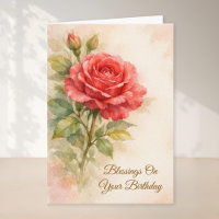 Happy Birthday Red Rose Floral Christian