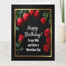 Happy Birthday Red Rose Wife Card
