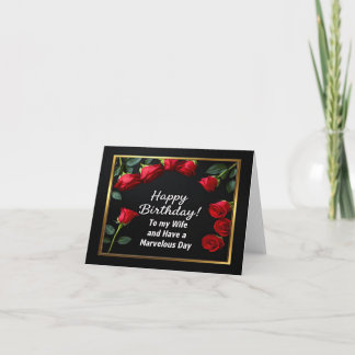 Happy Birthday Red Rose Wife Card
