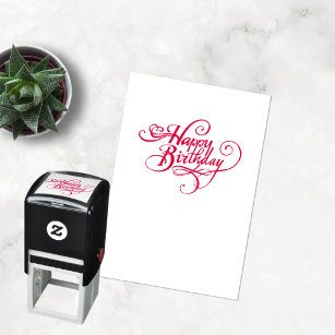 Happy Birthday Red Self Inking Rubber Stamp