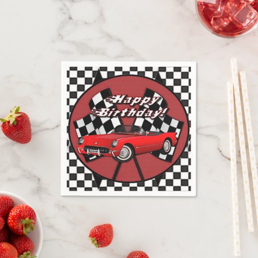 Happy Birthday Red Sports Car Napkins | Zazzle